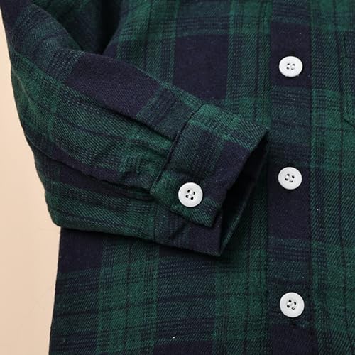 Image of FOCUTEBB Toddler Baby Boys Clothes Plaid Shirt Tops Hoodied Long Sleeve Sweatsuit Pants Fall Winter Outfits 12M-6T