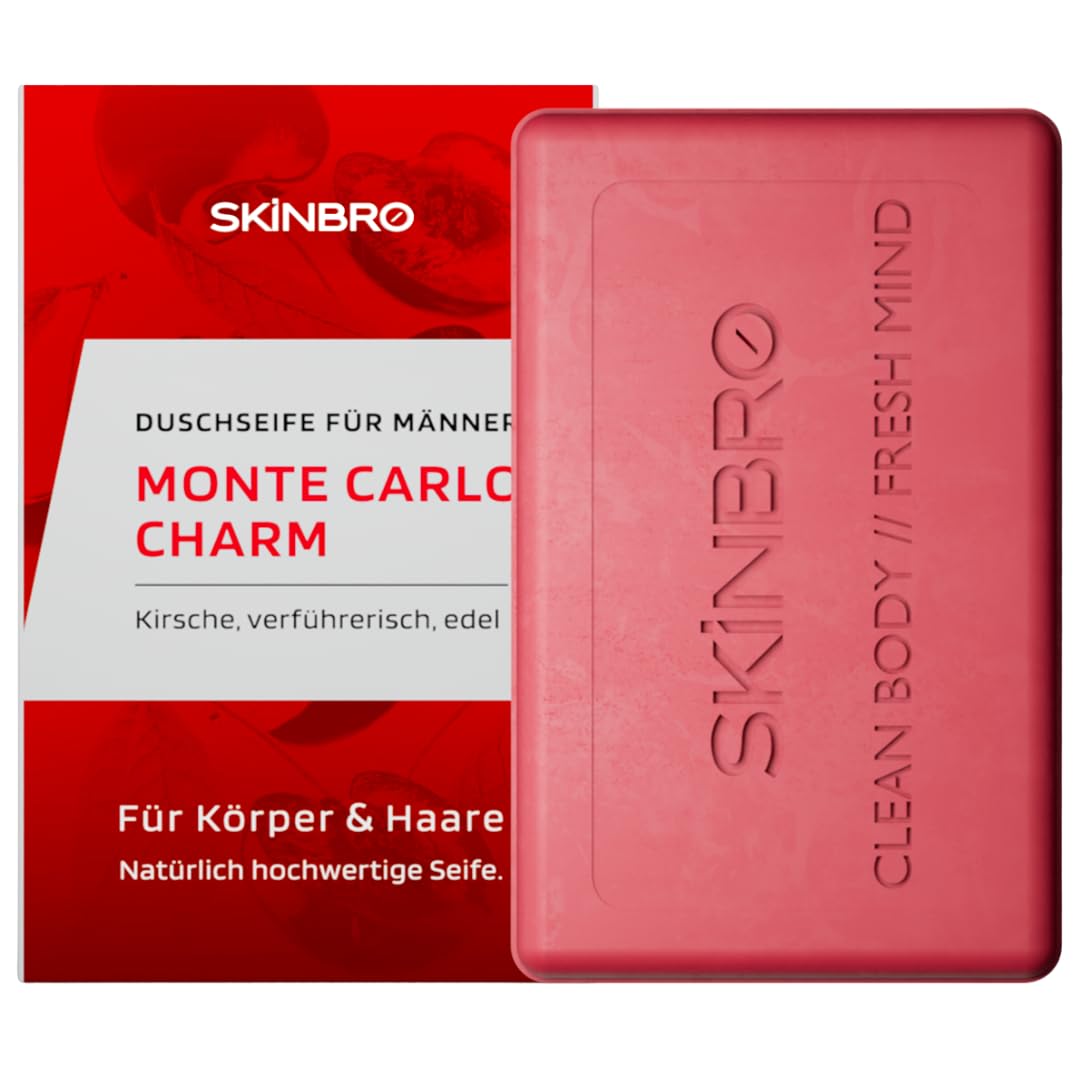 SKINBRO 4er Set Festes Duschgel Männer: 2x Monte Carlo Charm & 2x London Classic – Vegane Duschseife für Körper & Bart – Nachhaltig & Made in Germany