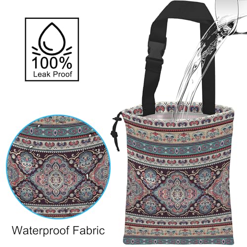 Image of Car Trash Bag Geomatric Textile Texture Car Garbage Bag Hanging Car Trash Can for Back Seat with Drawstring, Waterproof Garbage Bags for Car Accessories Vehicle Travelling Camping Outdoor