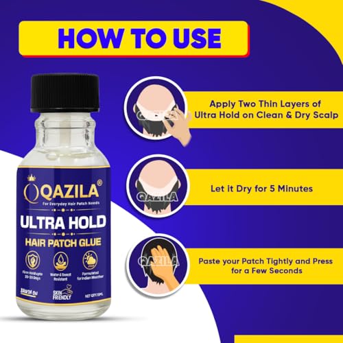 Image of Qazila Ultra Hold Glue for Hair Patch | Hair Wig Glue | Water & Sweat Resistant | Hold upto 20-30 days | Skin-Friendly | Suitable For Indian Weather | Acrylic Base | 15 ml