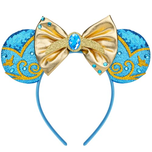 HAMUTH Mouse Ears Headband,Jasmine Mouse Ears for Women Girls Adult,Princess Jasmine Headband for Party Trip Parks CospLay Accessories