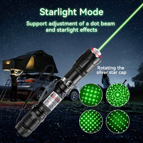 LETEAPII Green Light Flashlight Rechargeable, Long Range Adjustable Focus Tactical Flashlights, for Outdoor Use, TV/LED/LCD Screens, Astronomy, Construction, Hiking and Professional Presentations