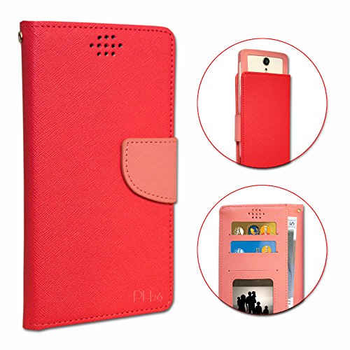 PH26 Wiko Cink Slim Etui Housse Folio Rose foncé façon Cuir texturé avec Porte Cartes et surpiqûres Apparentes by