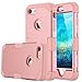 LONTECT Hybrid Heavy Duty Shockproof Full-Body Protective Case with Dual Layer Hard PC+ Soft Silicone Impact Protection for Apple iPhone 7, Rose Gold