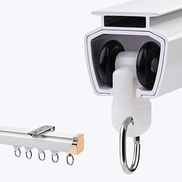 Double-Layer Silent Curtain Track, Thickened Aluminum Alloy Curtain Track, Ceiling Curtain Track, Wall-Mounted Curtain Rod and AccessoriesA-C-1,150cm