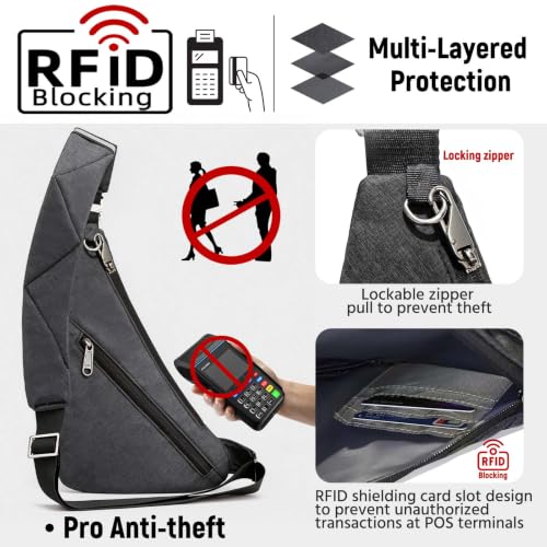 Image of Anti-Theft Sling Bag, Fashion Multiple Pockets Crossbody Bag for Travel
