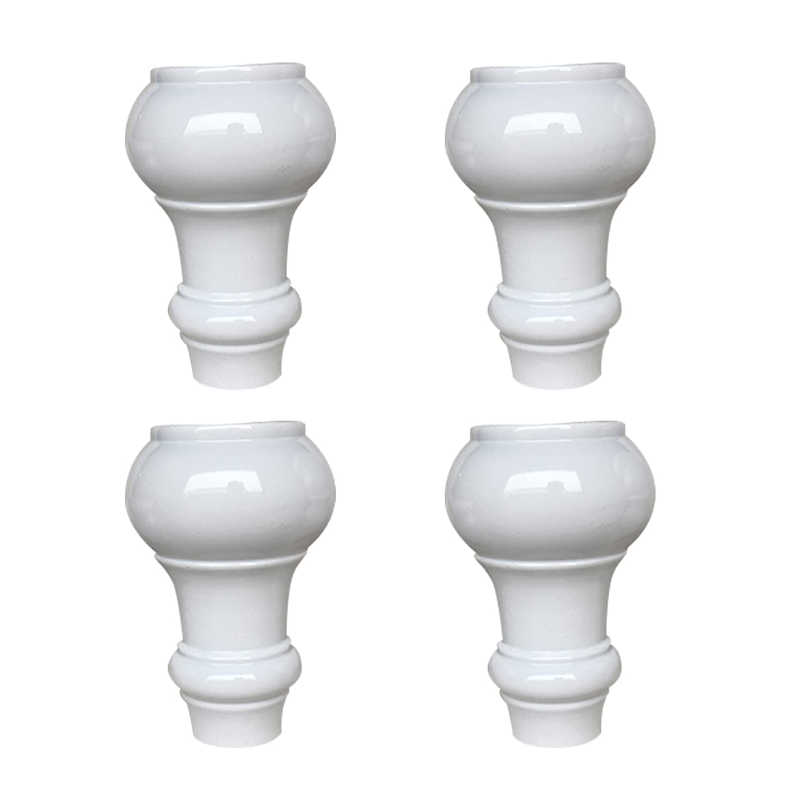 Juego de 4 patas de madera maciza para muebles, patas redondas de madera con forma de calabaza, placa de montaje, tornillos y almohadillas antideslizantes para sofá, silla, otomana, mesa, armario de