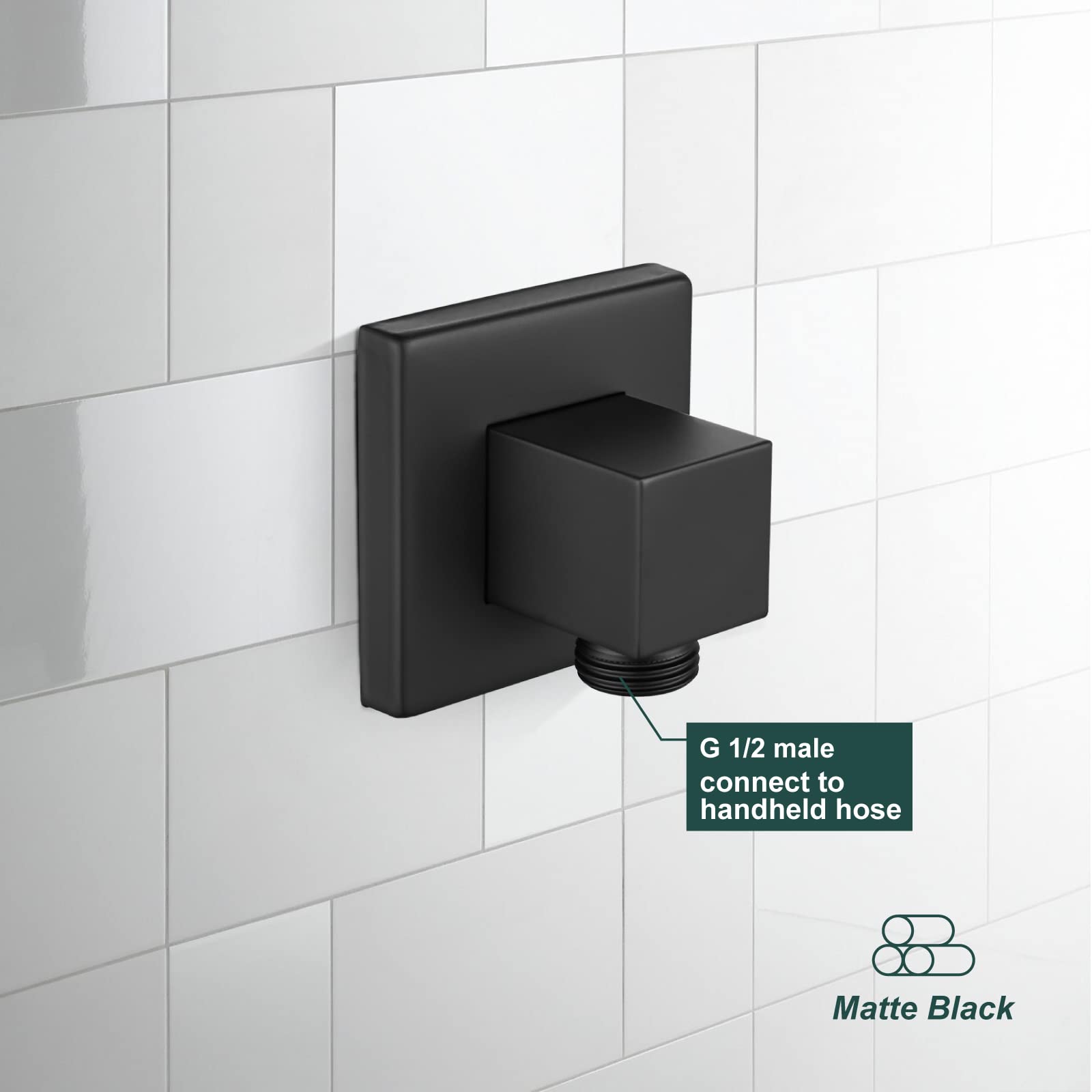 Solar Matt Black Round Shower Wall Outlet - View #10