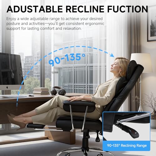 Image of GTPLAYER Gaming Chair,Office Chair with Pocket Spring Lumbar Support, Ergonomic Comfortable Wide Office Desk Computer Chair with Outward Fixed Soft Armrests and Footrest (PU Leather, Black)