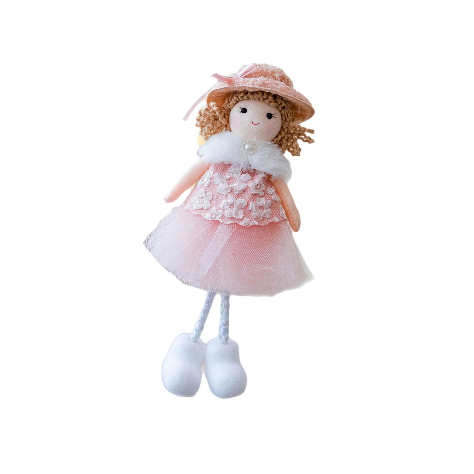 APGLSXY Tree Branch Decor Plush Girl Ornament 18.5 X 11 Cm Fabric Christmas Accent with Doll and Top Loop Display Plush Girl Tree Ornament Fabric Doll Christmas Decor Holiday Home Accent Seasonal Top