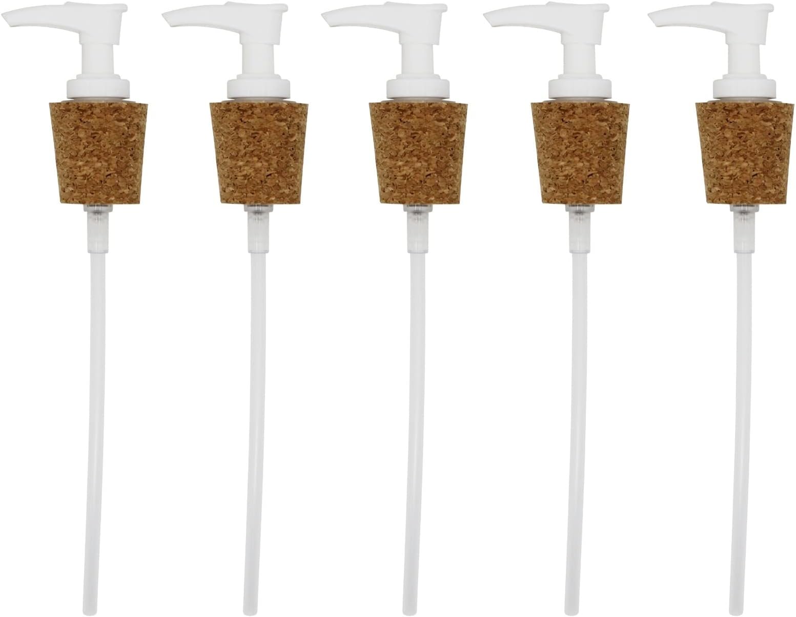 White Pump Dispenser Has Cork Stopper for Easy Press-in Fit (Pkg/5)