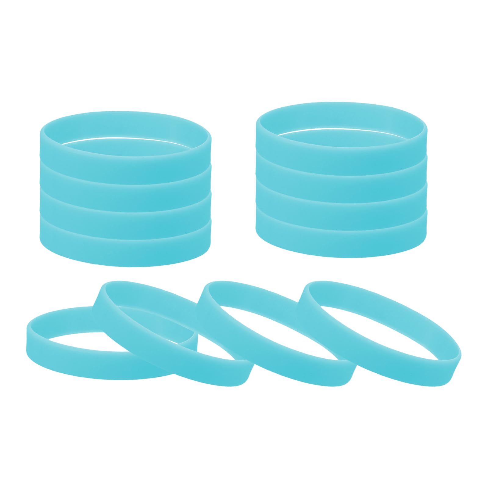 sourcing map 12 Pcs Rubber Bracelets, Unisex Silicone Bracelet Colored Elastic Sports Wristbands for Adults Teen Sports Team Games Parties Fashion Decorations, Luminous Blue