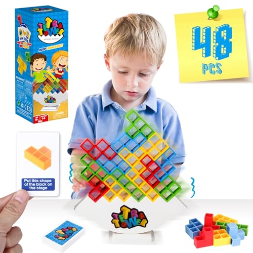 HOMELAM 48 PCS Tetra Tower Stacking Game, Building Balance Blocks Board Game, 2+...