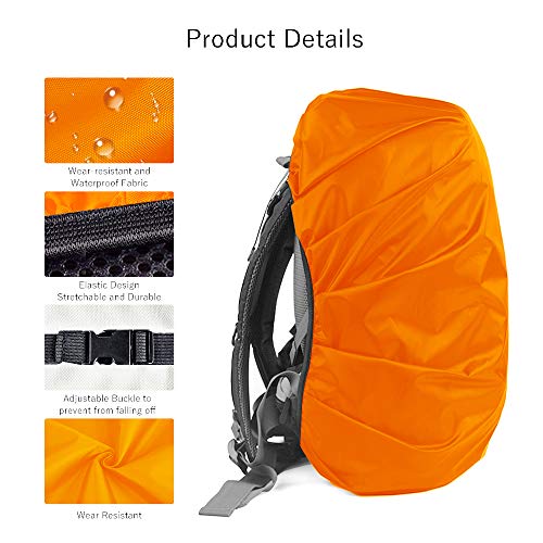 LAMA Backpack Rain Cover, Waterproof, for School Bags, with Reflective Strips, Adjustable Buckle S (18L-25L) M (26L-40L) L (41L-55L), orange - Image 6