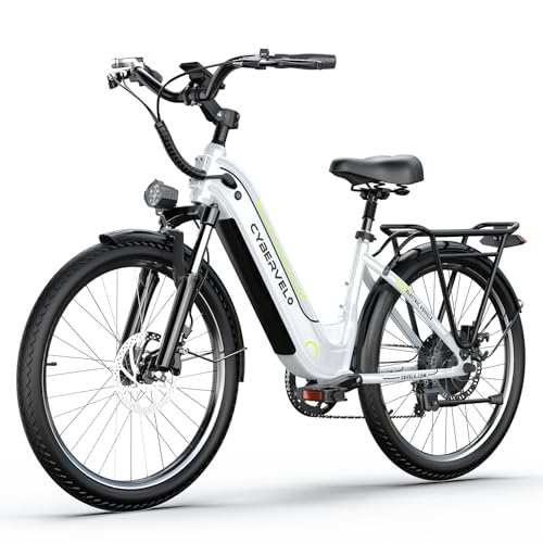 Cybervelo 1000 Peak Electric Bike for Adults,up 80 Miles 25AH Removable Battery Ebike, 26" Electric E Bike with 7-Speed,Adult Electric Bicycles for Commute Beach Snow Man Womens All Terrain