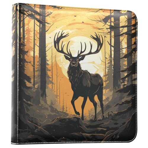 JIPONI Elk Deer Large Photo Album, DIY Leather Cover Scrapbook Albums for 4x6 5x7 6x8 Pictures, Self Adhesive Memory Book for Wedding, Baby, Family