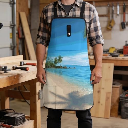 Delantal de trabajo con 8 bolsillos y diseño hawaiano miniatura 5