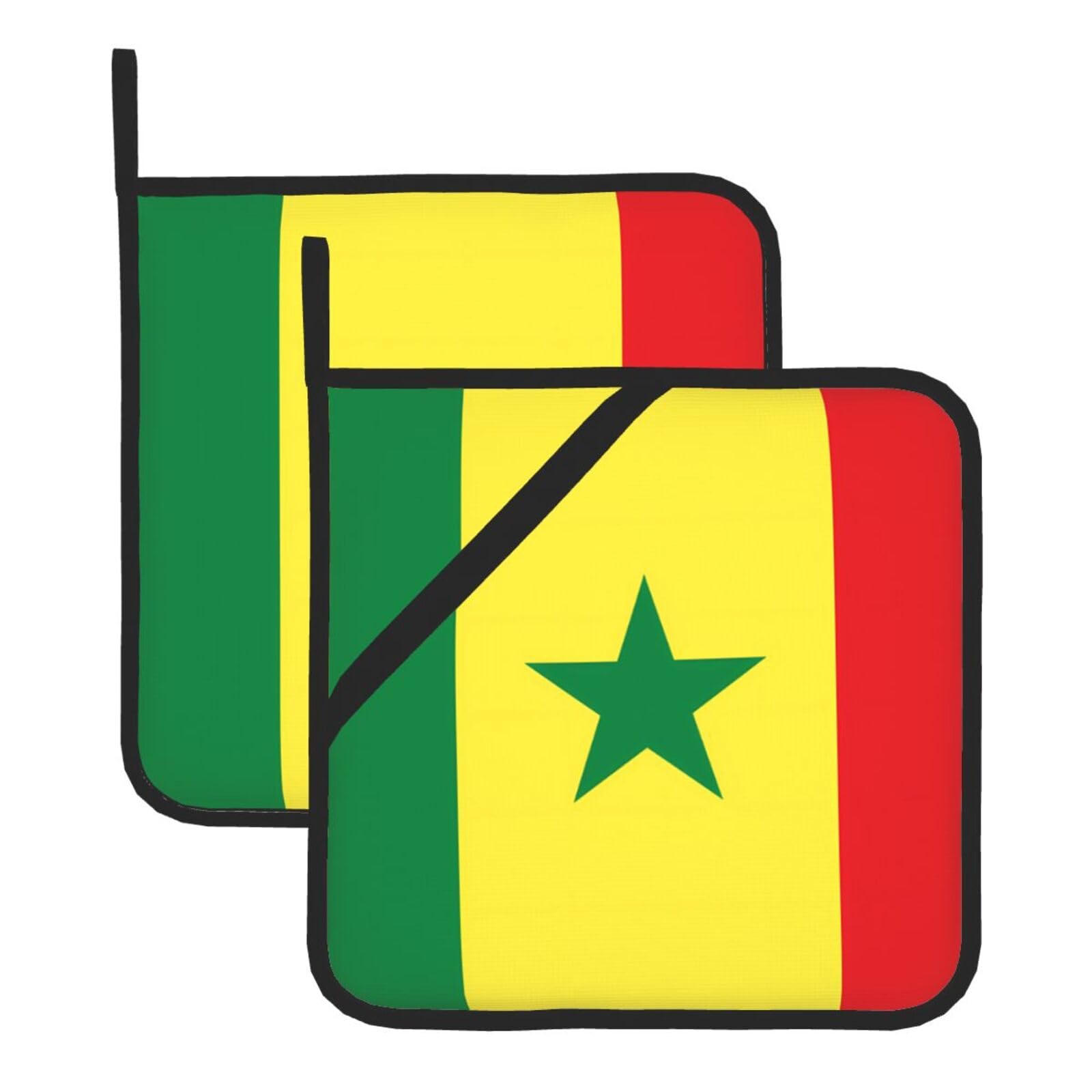 Flag of Senegal Square Heat Resistant Trivet Set Thick and Durable for Baking Barbecue Cookware Oven