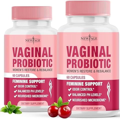 NEW AGE Vaginal Probiotics for Women with Prebiotics, Cranberry Extract, and a Lactobacillus Probiotic Blend, Supports Healthy pH Balance, Odor Control, Vaginal Flora - 120 Capsules Cover