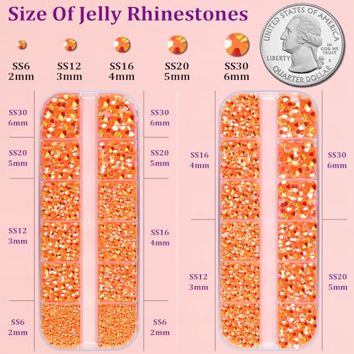 Image of TINKRSTUFF Resin Jelly Rhinestones for Crafting with B7000 Jewelry Glue, 2 Boxes Orange AB Flatback Crystals with 3Pcs 10ml Glue, Bedazzling Non Hotfix Gems for DIY Tumblers Clothing Shoes Manicure