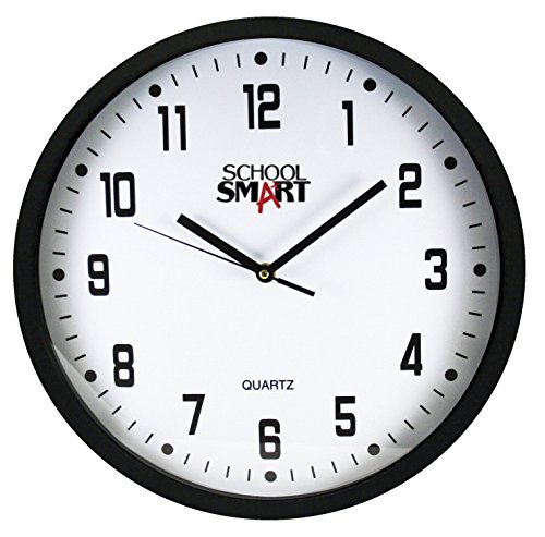 School Smart SSG-0001 Wall Clock 13", White Face/Black Frame