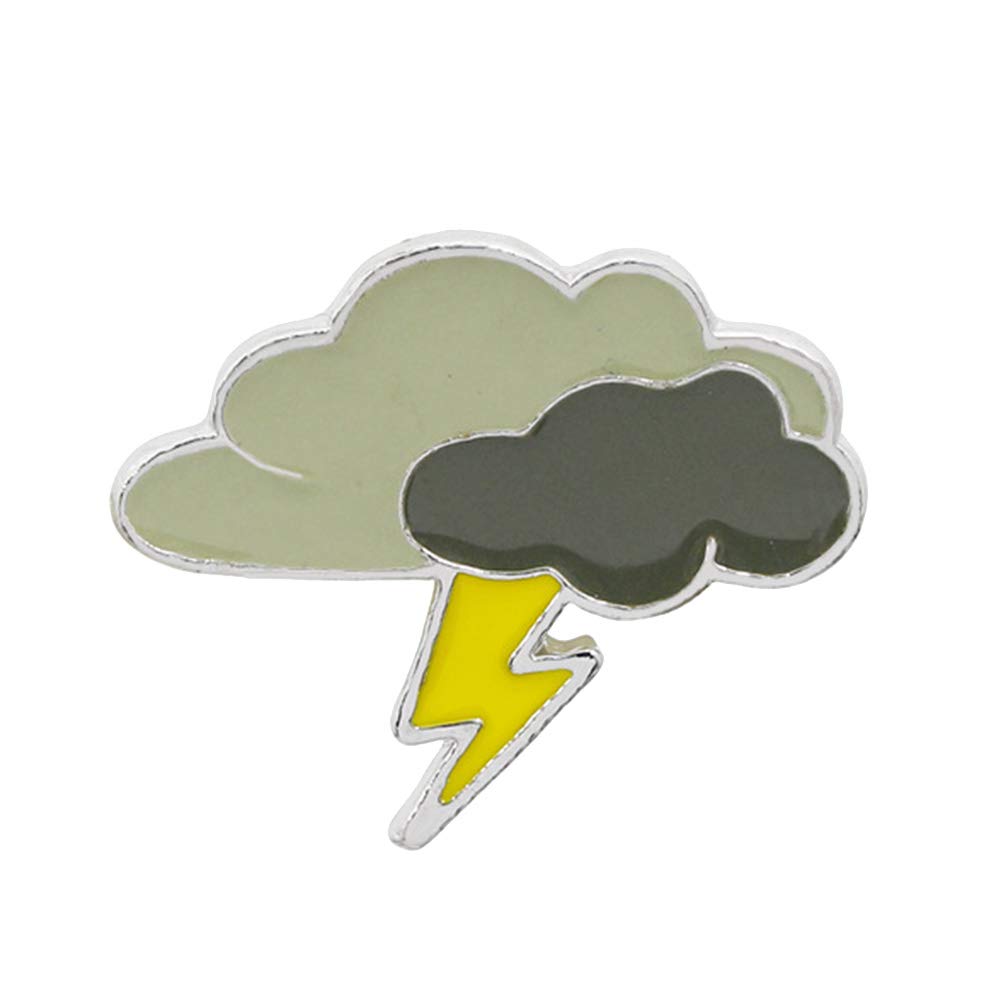 Cute Enamel Brooch Cartoon Sun Dark Cloud Lightning Enamel Brooch Pin Bag Collar Lapel Badge Decor Jewelry