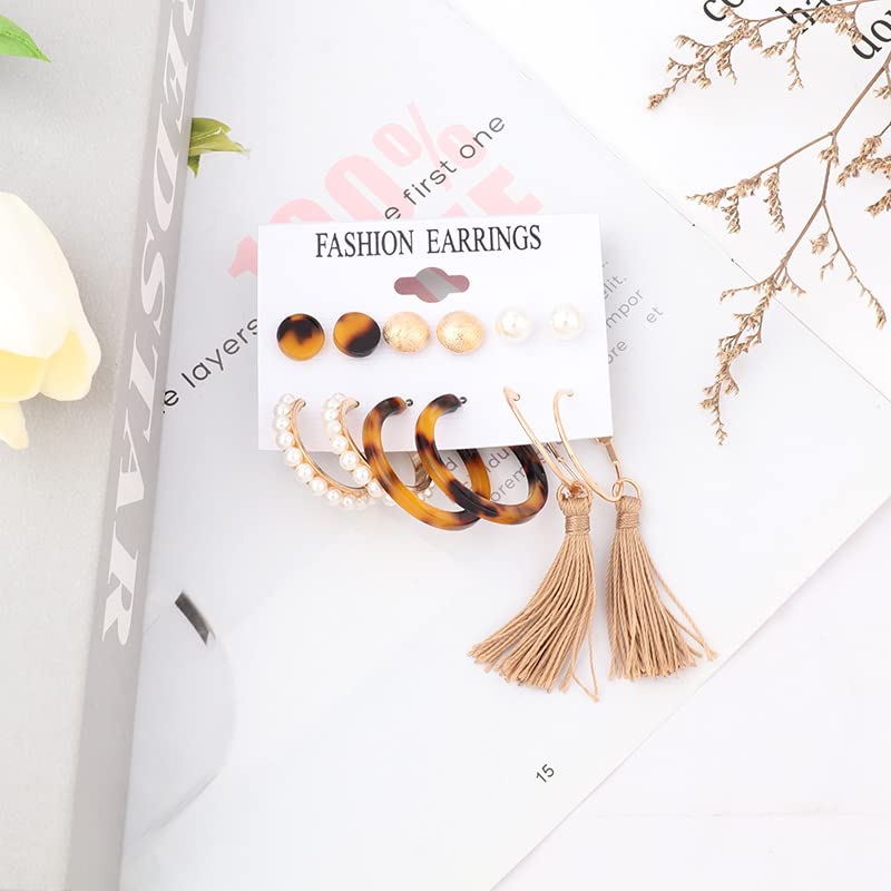 Image of ANNACREATIONS Stylish combo of pearl stud hoop earrings set for Women Girls