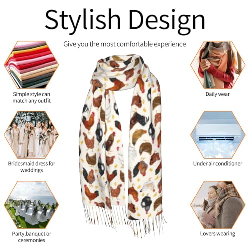 Shawl Wraps for Women - Roosters and Chickens Oversized Fall Winter Blanket Fashion Scarf for Womens4