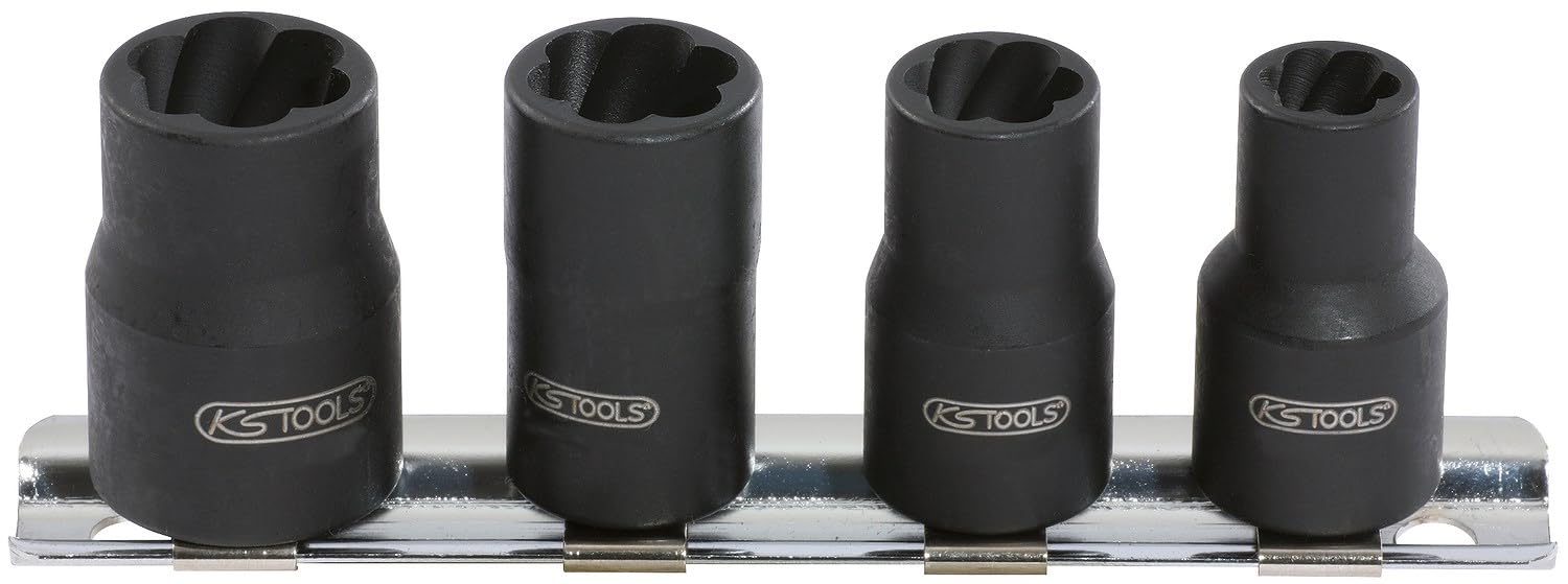 KS Tools 913.1450 1/4" Juego de llaves de vaso con ranura helicoidal 4 pzs, 8-13mm