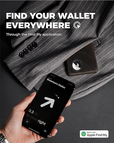 Image of Mens Wallet with AirTag Holder, Bifold Full Grain Leather AirTag Wallet with ID Window RFID Blocking Gifts for Men, Dad, Husband, up to 12 Cards