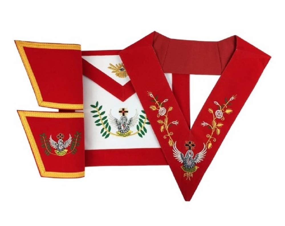 Tablier brodé main souvenir de famille croix de Rosier gants et collier doux