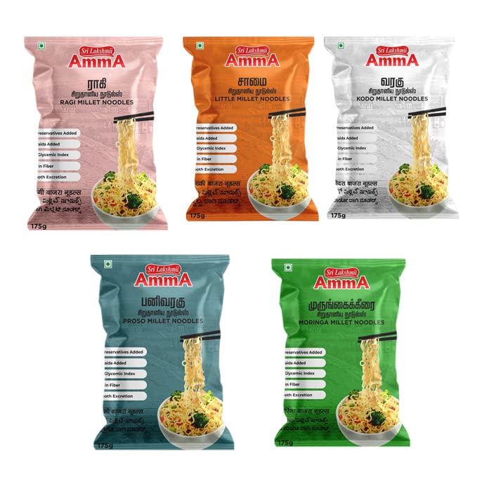 Sri Lakshmi Amma Millet Noodles | (Ragi, Proso, Moringa, Little, Kodo) | (175 Grams) | Pack Of V | Healthy Noodles, Preservative Free (B09MB3TCFJ) Amazon Price History, Amazon Price Tracker