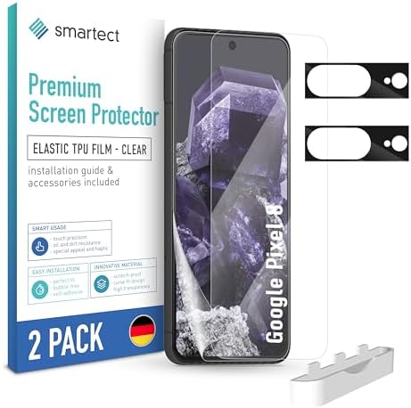 smartect TPU Pellicola Protettiva [2 + 2 Pezzi] compatibile con Google Pixel 9 Pro, Schermo + Fotocamera, Copre l'intero Display, Proteggi Schermo Anti- Bolle, Anti-Impronte