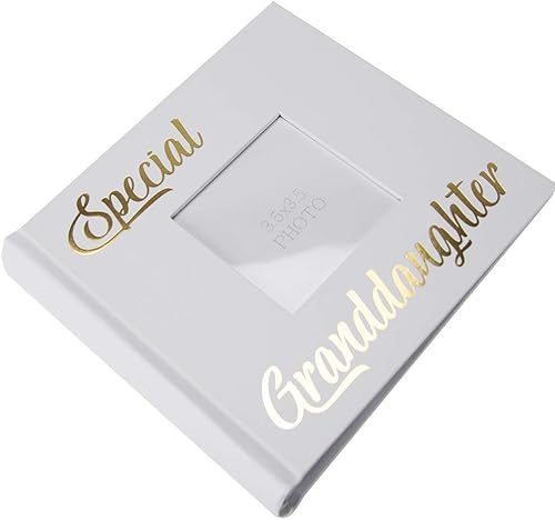 Miniatura 3 de Álbum de fotos de nieta especial blanco moderno con texto dorado - Capacidad para 80 fotos de 4 x 6 pulgadas, idea de regalo perfecta para nieta