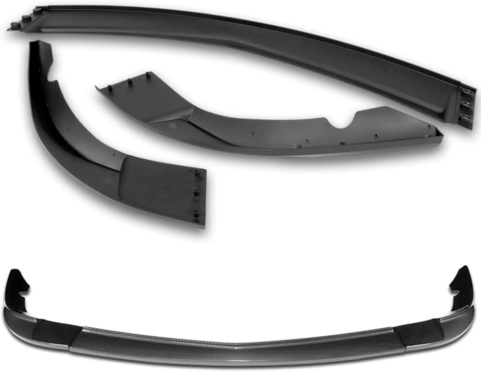 Q1-TECH, 9-Piece Front Bumper Lip & Side Skirt Extensions Diffuser Compatible with 2005-2013 Chevy Corvette C6 Base Models Only, Front Lip Spoiler Air Chin Splitter ABS (Painted Carbon)