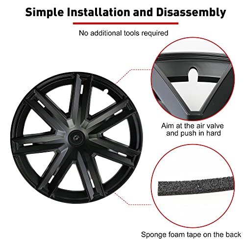 19 Inch Tesla Model Y Wheel Cover Hubcaps, Matte Black Wheel Covers Hubcaps For Model Y 2019-2023, Durable Abs Plastic Material, Easy Installation, Tesla Model Y Accessories, Set Of 4 #TOP4