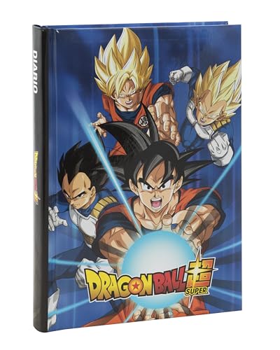 DRAGON BALL SUPER - Diario Scuola Ufficiale Dragon Ball, Diario 12 Mesi Ideale per la Scuola Elementare, con Copertina Imbottita e 320 Pagine Interne Stampate a Colori, 13 x 17,8H cm