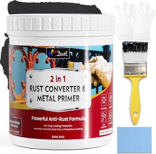 DWIL Rust Converter for Metal, 2 in 1 Rust Converter Paint and Primer, Converts Rust to Long-Lasting Protective Coating, Anti Rust and Rust Prevention Paint, No Sanding or Primer Needed, Black, 16 oz