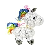 PETFLY Dog Teeth Cleaning Cotton Crochet Squeaky Dog Toy for Small Dog - Magic Unicorn