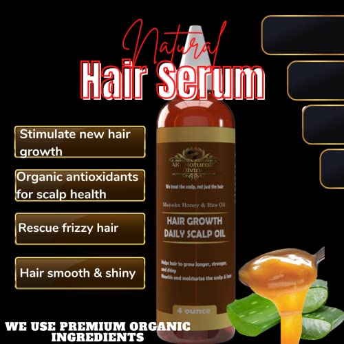 Ak2 (Naturally Divine) Manuka Honey Hair Growth Oil For Dry Damaged Hair,Hydrates And Repairs, Hair Moisturizer For Dry Damaged Hair. With Detangling Oils 4Oz. #TOP7