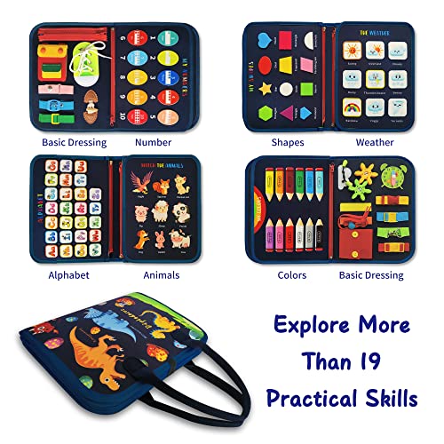 LearnToy Busy Board, Dinosaur Montessori Toys for 3 4 5 Year Old, Sensory Toys for Autistic Children, Toddler Travel Toys - Image 2
