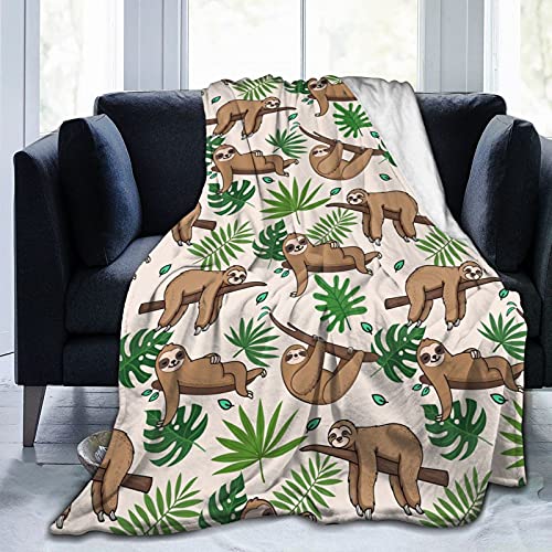 Majoug Cute Sloth Throw Blanket Flannel Fleece Bed Blanket Cozy Air Conditioning Blanket Plush Blanket For Bedroom Living Sofa Car 50"X40" #TOP13