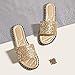 PICNICFUN Women's Open Toe Flat Sandals Rhinestone Glitter On Casual Fashion Slippers Quick Drying Indoor & Outdoor Slides (Gold, 8)