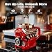 Engine Coffee Mug with Spoon, Red Resin and Stainless Steel Creative Car Engine Cup, Steampunk Industrial Design Collectible Gift for Car Enthusiasts (2)
