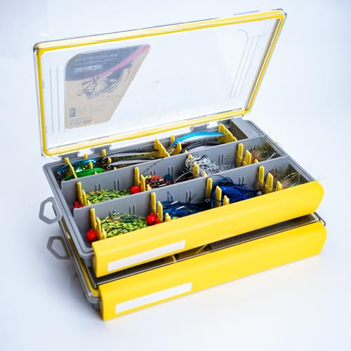 Tcakelox Deluxe Fishing Tackle Box, Waterproof 3600 & 3700 Terminal Tackle Trays, Organizer Includes 2 Type Dividers, Multi-purpose and All-in-one Tackle Storage (3600-2 universal 2 pack)