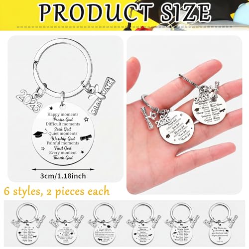 Image of Landical 12 Pcs Graduation Gifts for Her Him Class of 2026 Gifts Keychain Bulk for College High School Gifts for Women Men