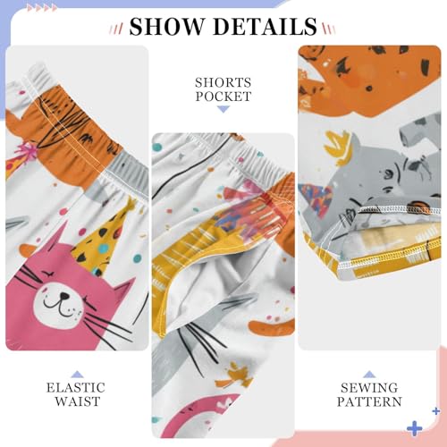 Cat Balloon Boys Long Pants Soft Trousers Elastic Waist Kids Lounge Bottoms with Pockets S-XL4