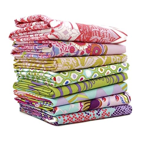 Parisville Deja Vu Half Yard Bundle (8 Stück) von Tula Pink for Free Spirit 18 x 44 Zoll (45,72 cm x 111,76 cm) Stoffschnitte DIY Quilt Stoff Cover