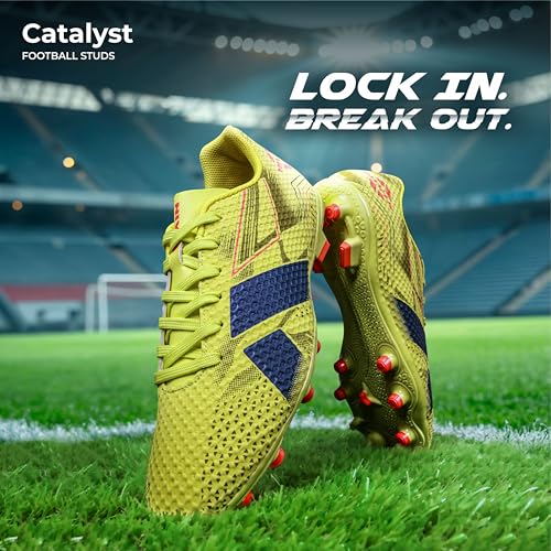 Image of Nivia Catalyst Football Studs for Men, TPU with 3D Texture Upper, Dual Color High Shear TPU Outsole, Lace‑Up Closure, Lightweight Training & Match Cleats