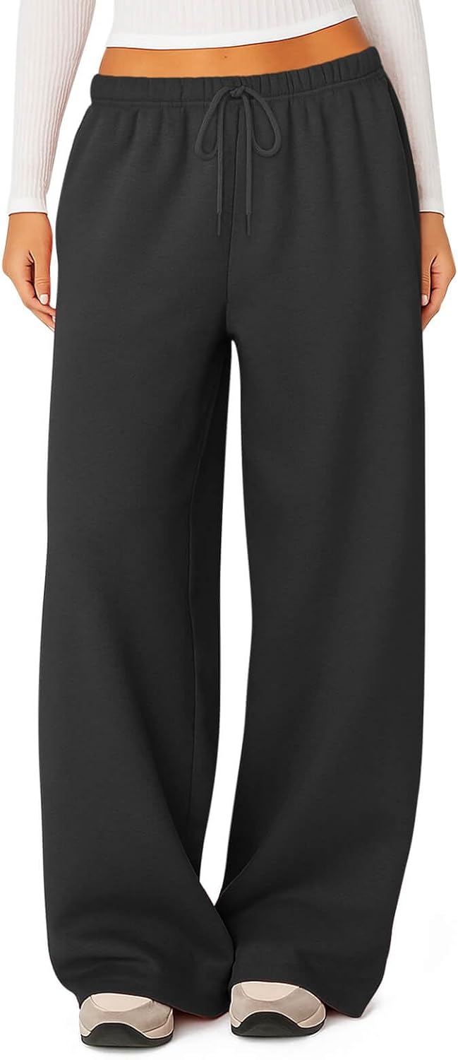 HeSaYep Women's Fleece Lined Sweatpants Winter Warm Wide Leg Sweat Pants Baggy Casual Pants with Pockets